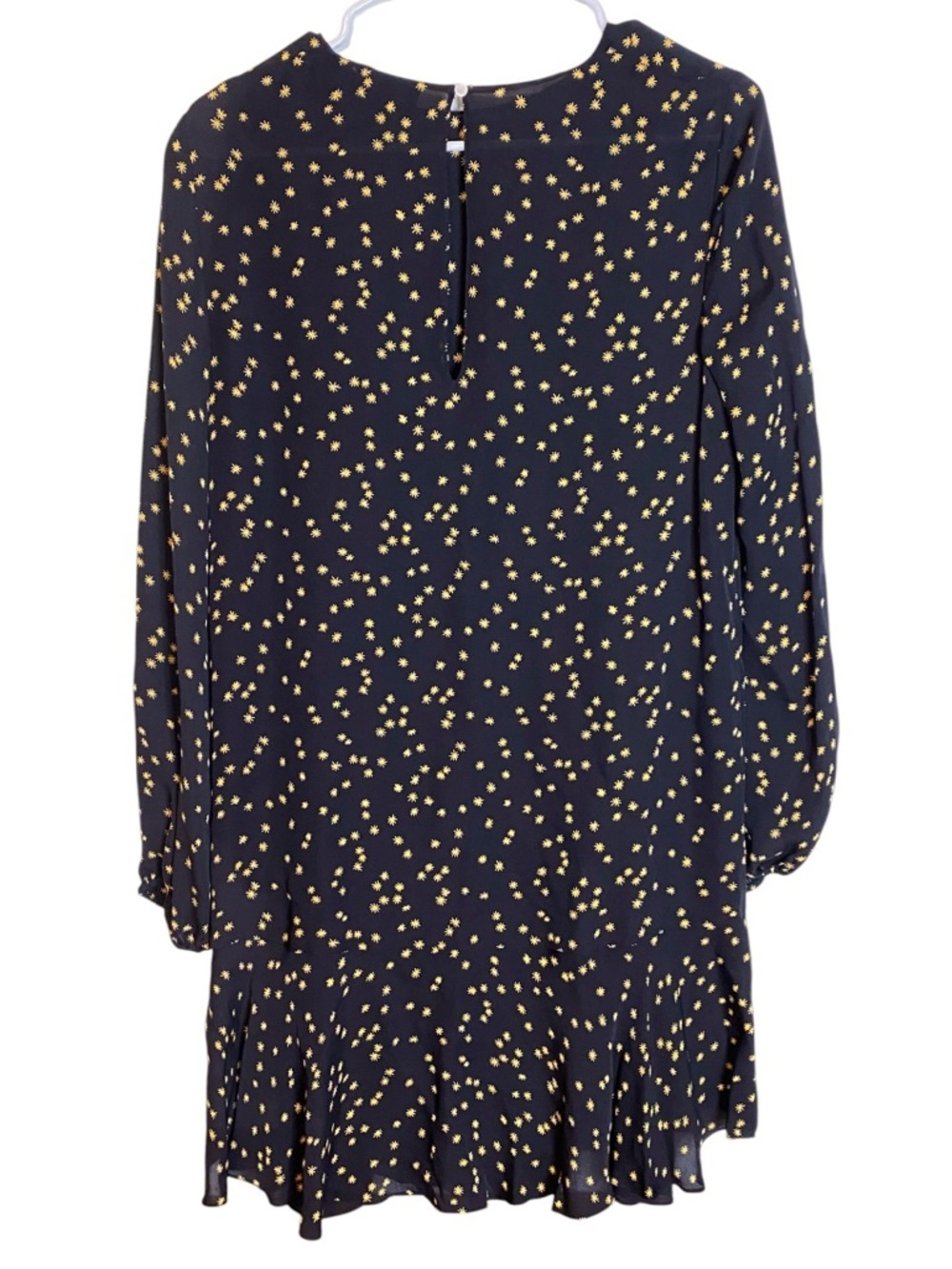 Theory Silk Chiffon Star Print Puff Sleeve Flounce Dress Women’s Size 4 - Picture 7 of 13